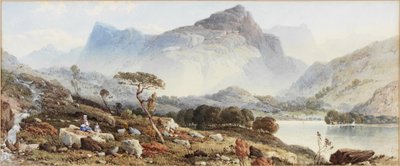 عرض بالقرب من Dolgelly (ألوان مائية وألوان الجسم على ورق على بطاقة) بواسطة آرون إدوين بينلي